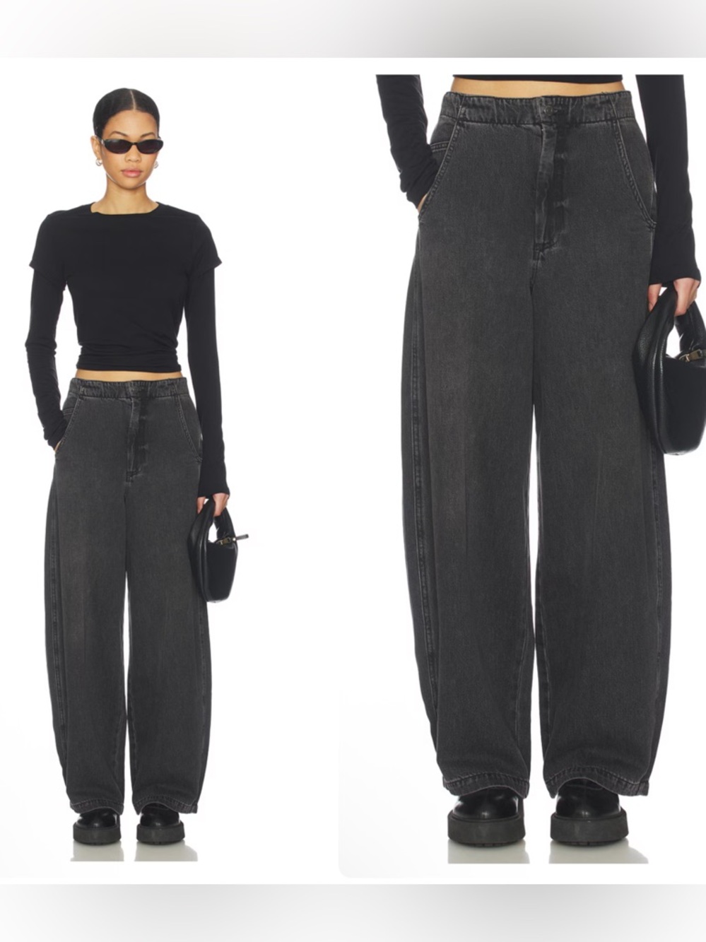 PISTOLA Lottie High Rise Relaxed Barrel Bowed Black Jeans Denim Pants NWT $208